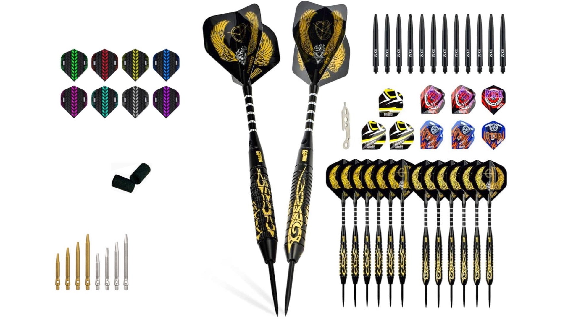 Premium Gladiator 2+ Dartboard, Tripod, Surround, 12 Darts & Accessories Set