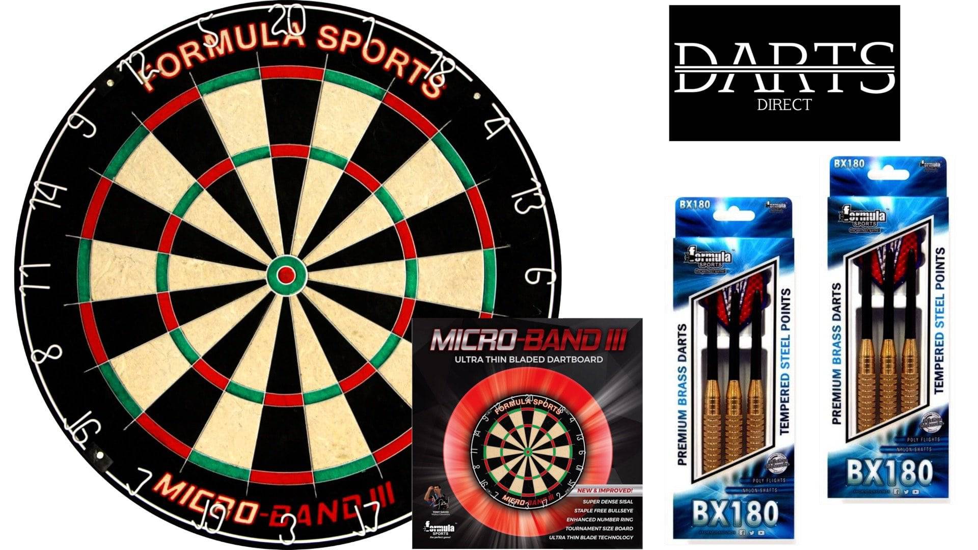 Formula Micro band 3 Dartboard & Premium Brass Darts Pack - Darts Direct
