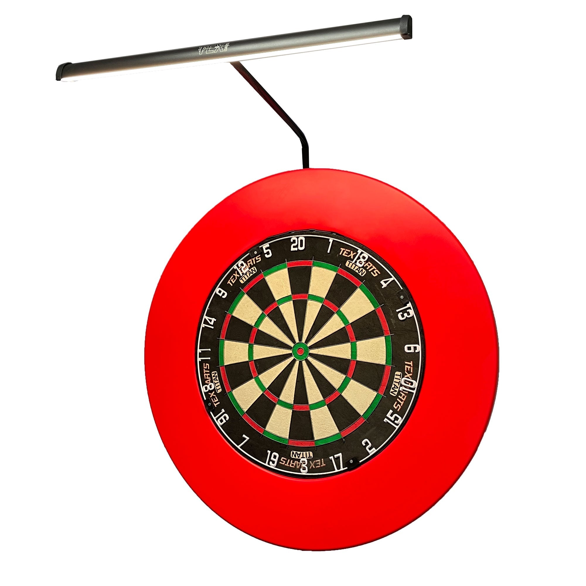 TEX - APOLLO Dartboard LIGHTING + Titan DARTBOARD + RED SURROUND Deal