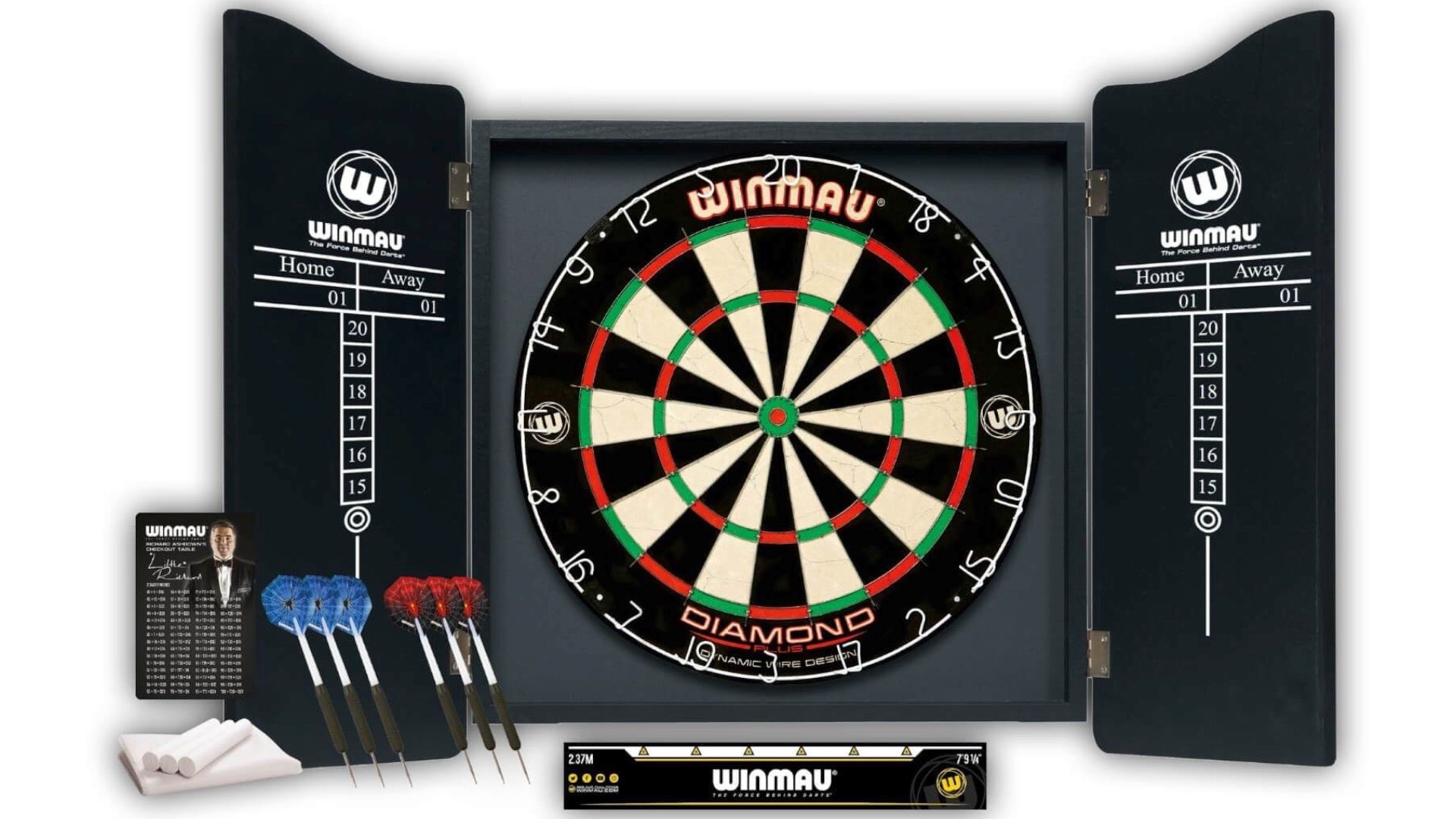 Winmau Professional Cabinet, Dartboard & Darts Set -  Black