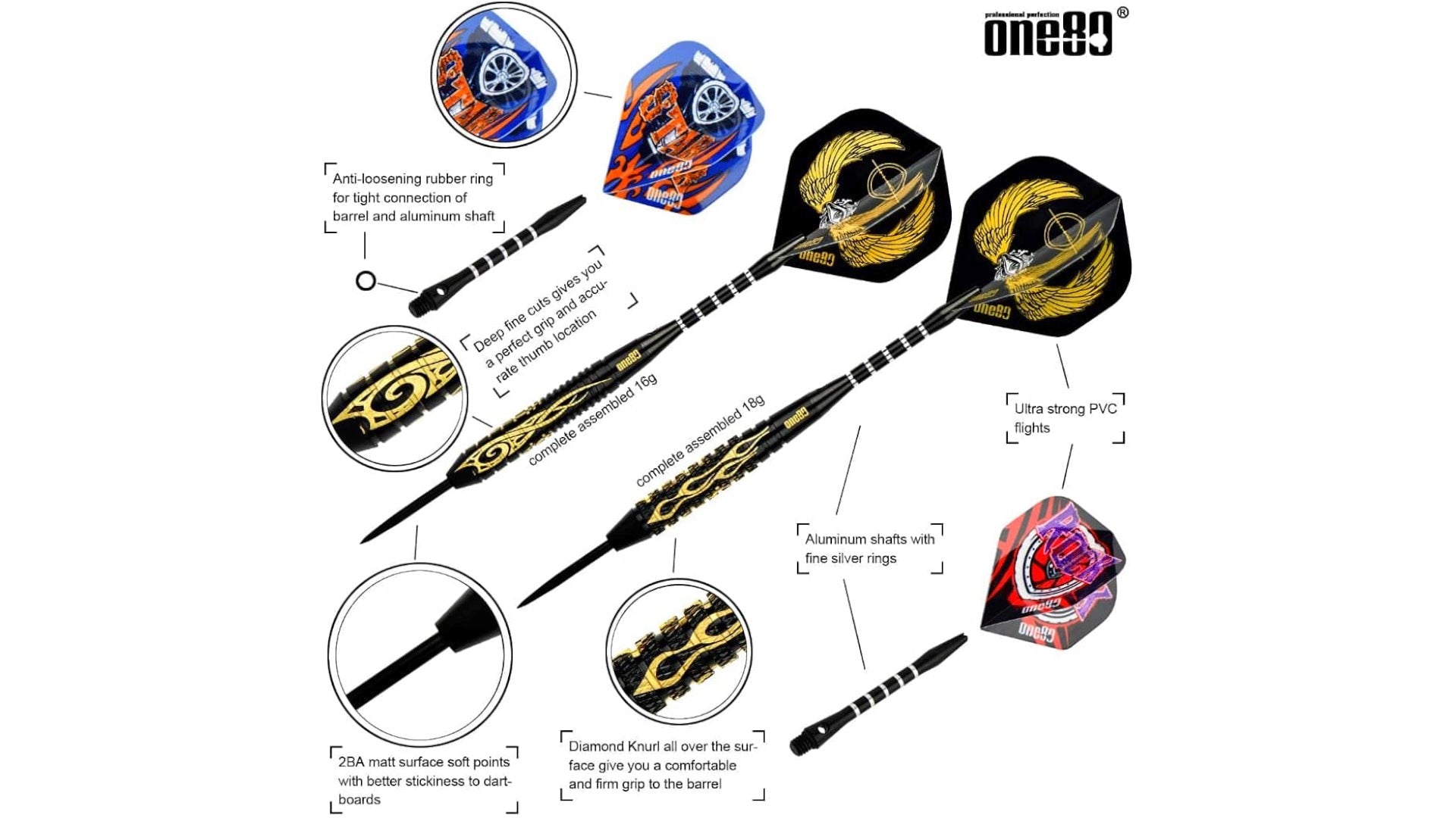 ONE80 12 Premium Brass Darts & Accessories Set