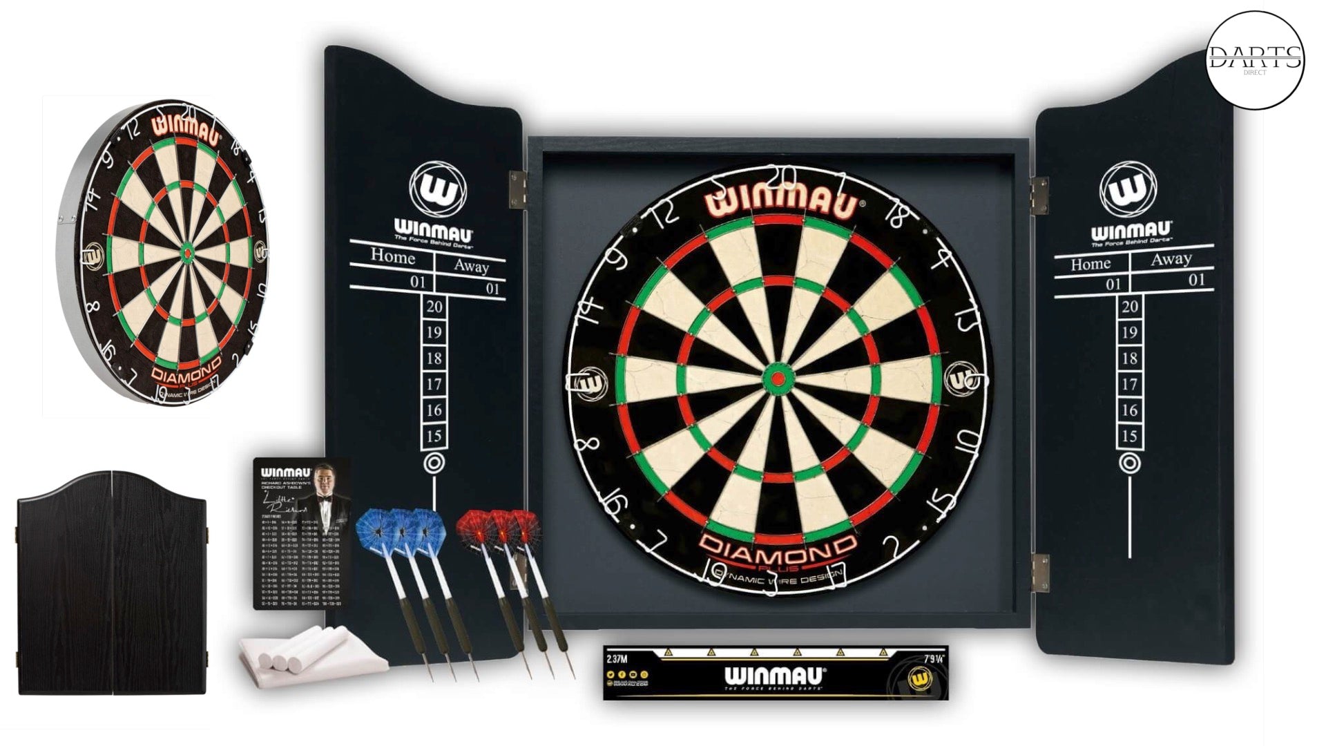 Winmau Professional Cabinet, Dartboard & Darts Set -  Black - Darts Direct