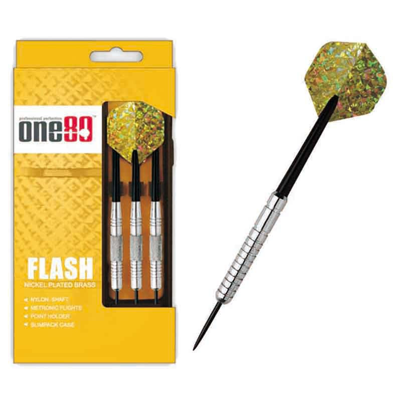 ONE80 Flash Darts Set - STEEL TIP - Brass