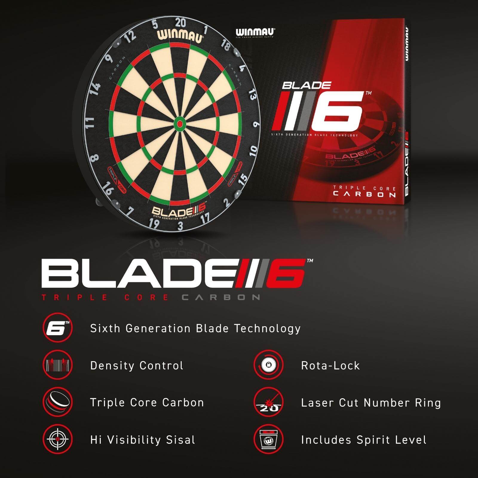 WINMAU Blade 6 TRIPLE CORE Championship Dartboard - Darts Direct