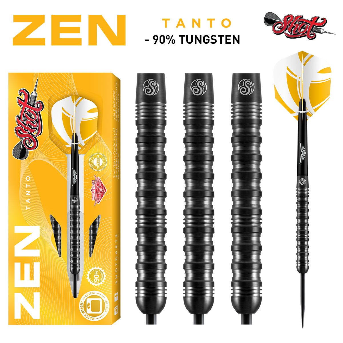 SHOT - Zen Tanto Steel Tip Dart Set - 90 %Tungsten - 23g