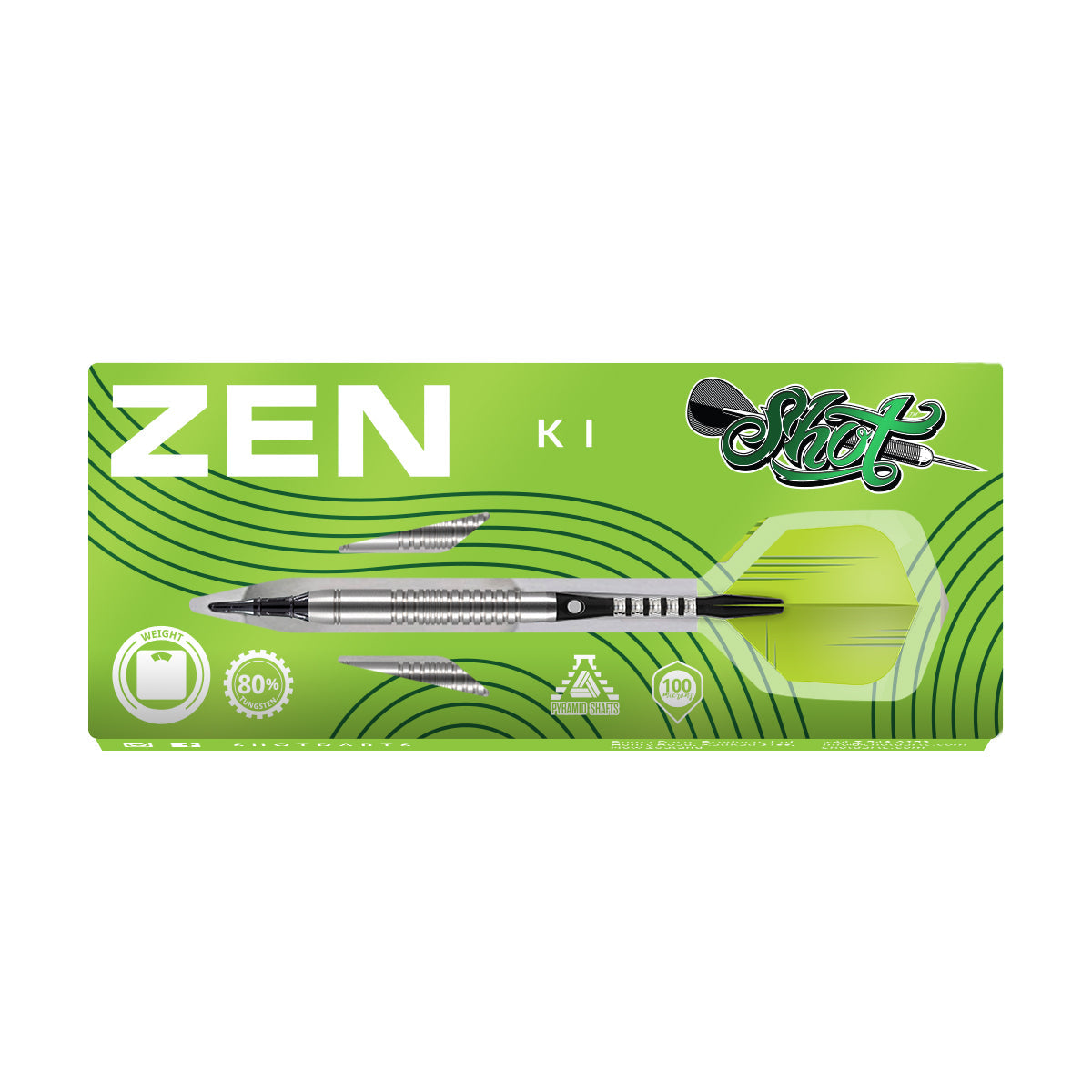 SHOT Zen Ki SOFT TIP Dart Set - 80% Tungsten Barrels - 18g