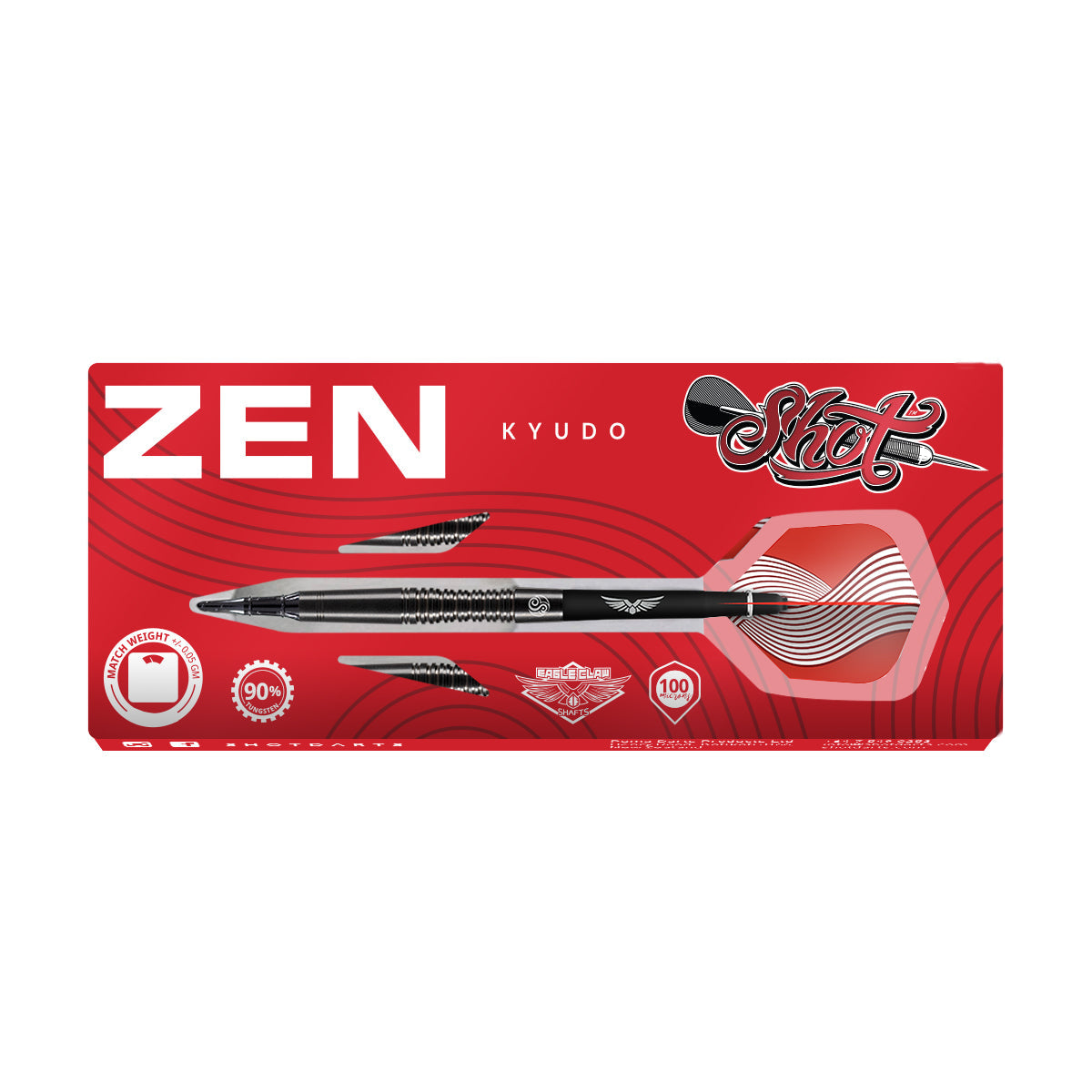 SHOT Zen Kyudo SOFT TIP Dart Set - 90% Tungsten Barrels - 18g
